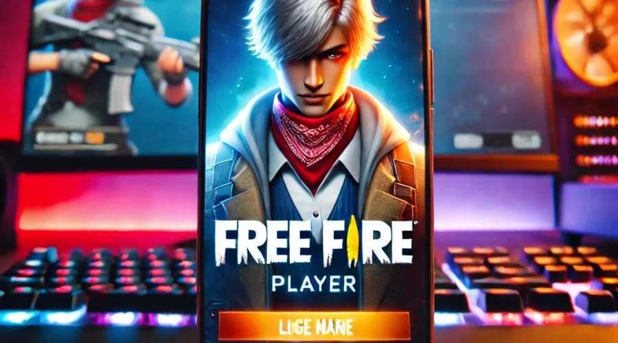 A flashy cover of Free Fire player profile with a name design, cool font and symbols included.