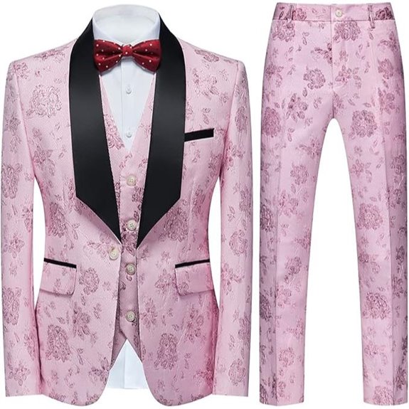 Men's 3-Piece Floral Tuxedo Suit Set