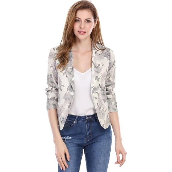 Allegra K Women's Open Front Summer Crop Blazer