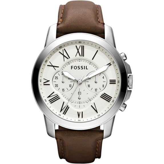 Fossil Men's Grant Quartz Stainless Steel and Leather Chronograph Watch
