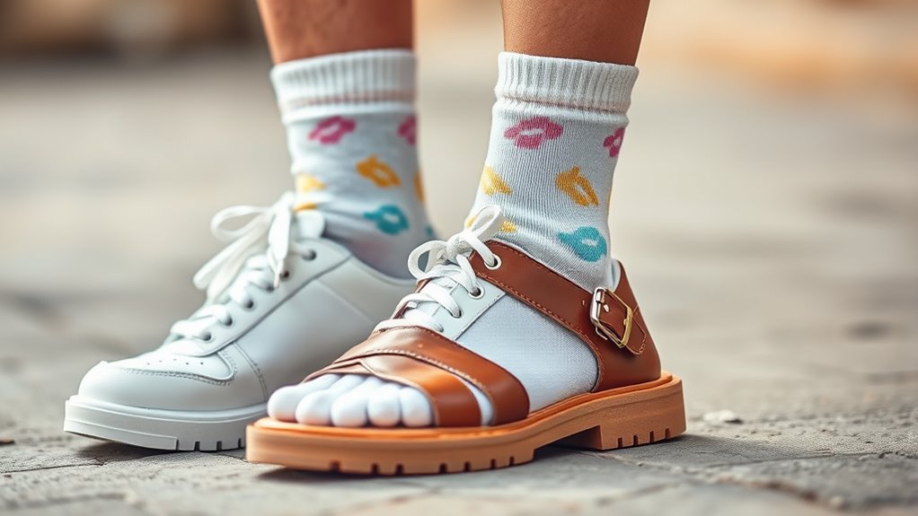 avoid mismatched sock sandal combinations
