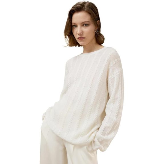 LilySilk Baby Cashmere Oversized Cable Knit Sweater