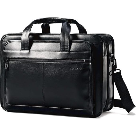 Samsonite Leather Expandable Briefcase Black One Size