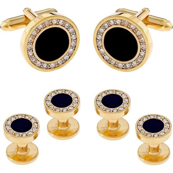 Cuff-Daddy Black Onyx & Zirconia Gold Cufflinks Set