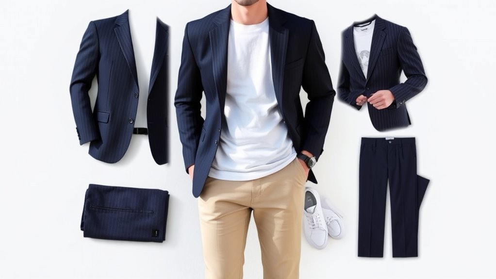 casual suit with sneakers