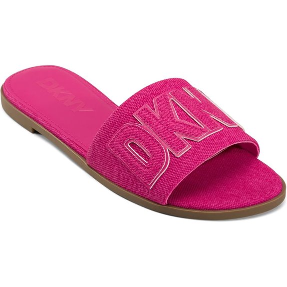 DKNY womens Willow Flat Slide Sandal With Logo