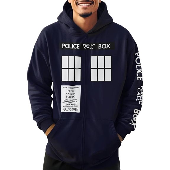 Doctor Who Men’s Zip Hoodie TARDIS Official Licensed