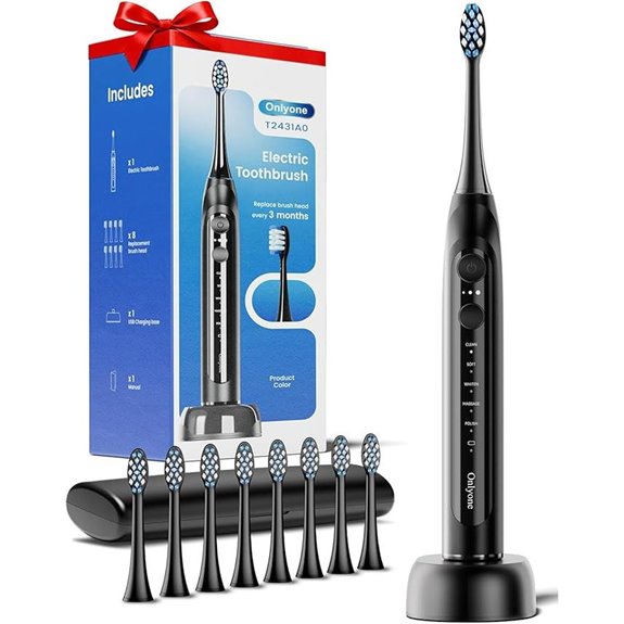 Onlyone Sonic Electric Toothbrush with 8 Heads & Travel Case