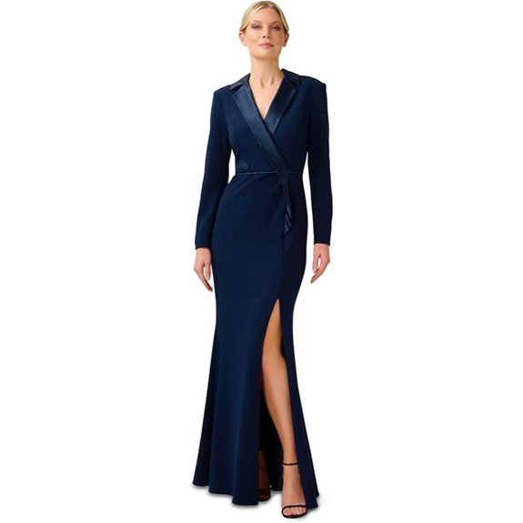 Adrianna Papell Womens Crepe Tuxedo Gown