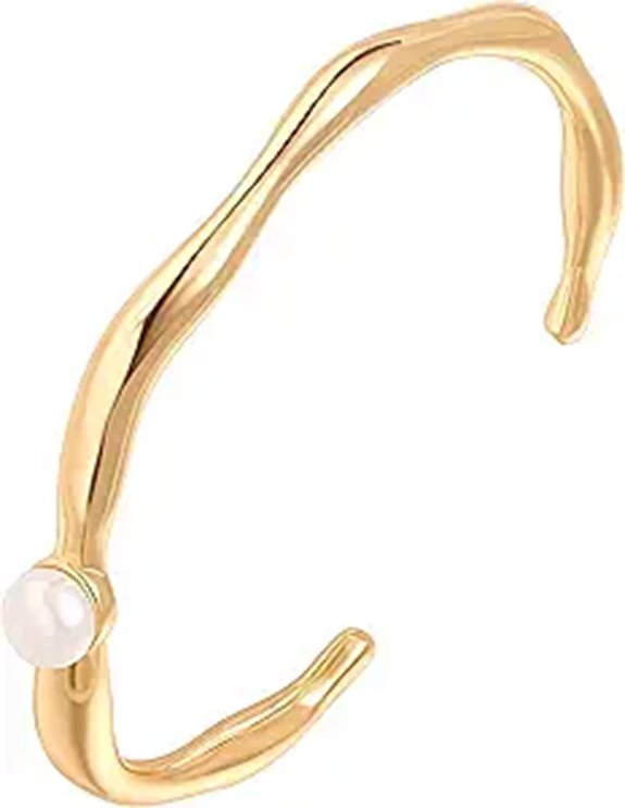 PERNNLA Pearl Gold Bar Bracelet for Women