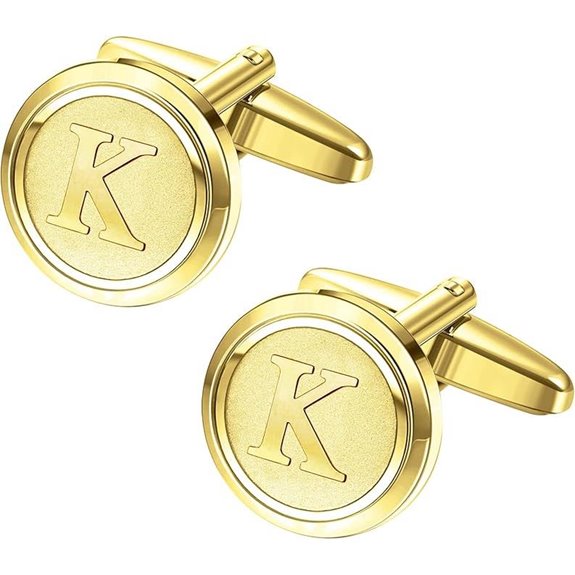 LOYALLOOK Gold Initial Cufflinks for Men
