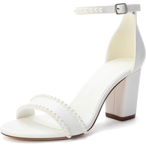 Pearl Bridal Block Heel Wedding Sandals