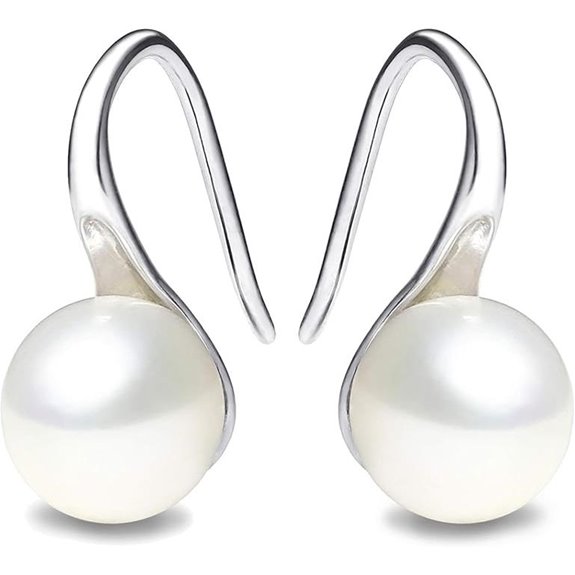 Sterling Silver Pearl Drop Earrings for Women