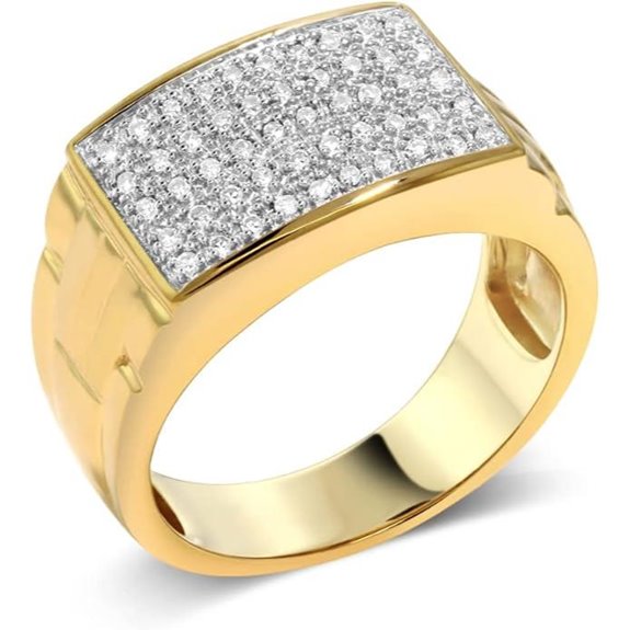 White Diamond Men's Gold Pave Ring 0.25 Cttw Sizes 7-13