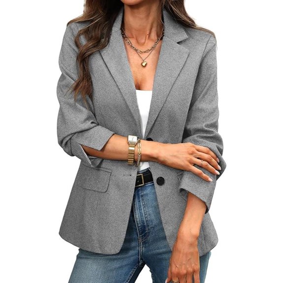 ELLEVEN Women's Herringbone Tweed Blazer