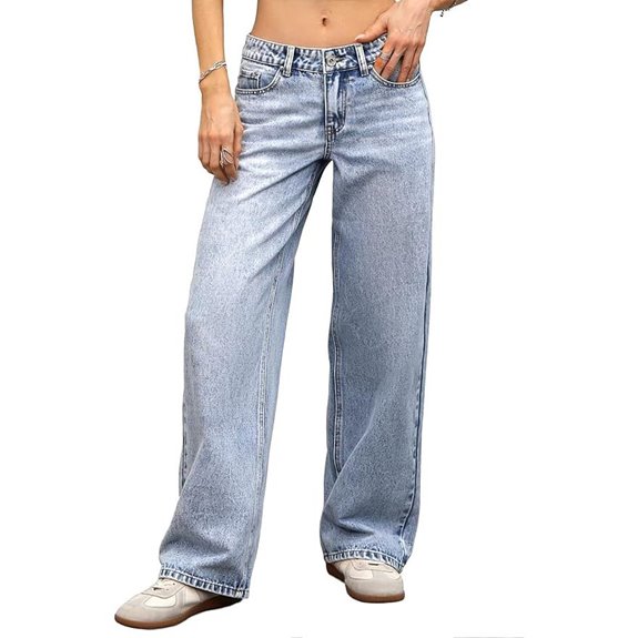 ELLEVEN Women's Low-Rise Baggy Wide Leg Jeans