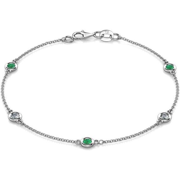 TriJewels Emerald & Diamond Cable Bracelet in 14K Gold