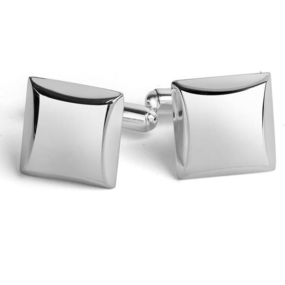 Sterling Silver Engravable Beveled Cufflinks with Gift Box