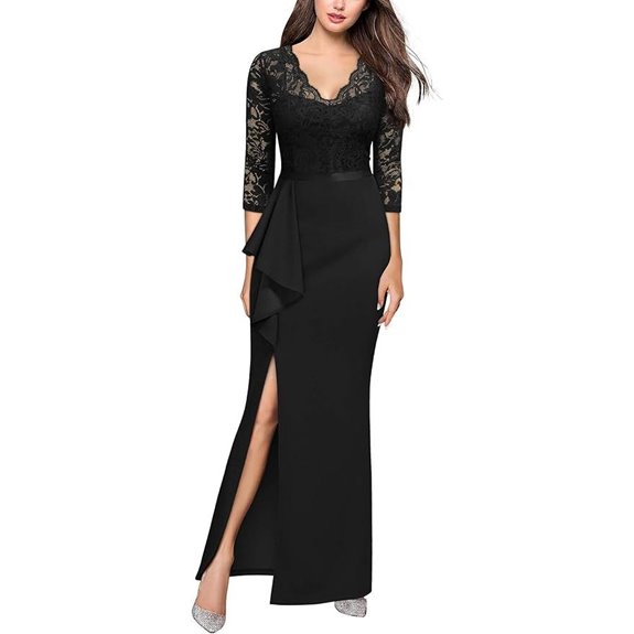 MISSMAY Women's Vintage Floral Lace Evening Dress