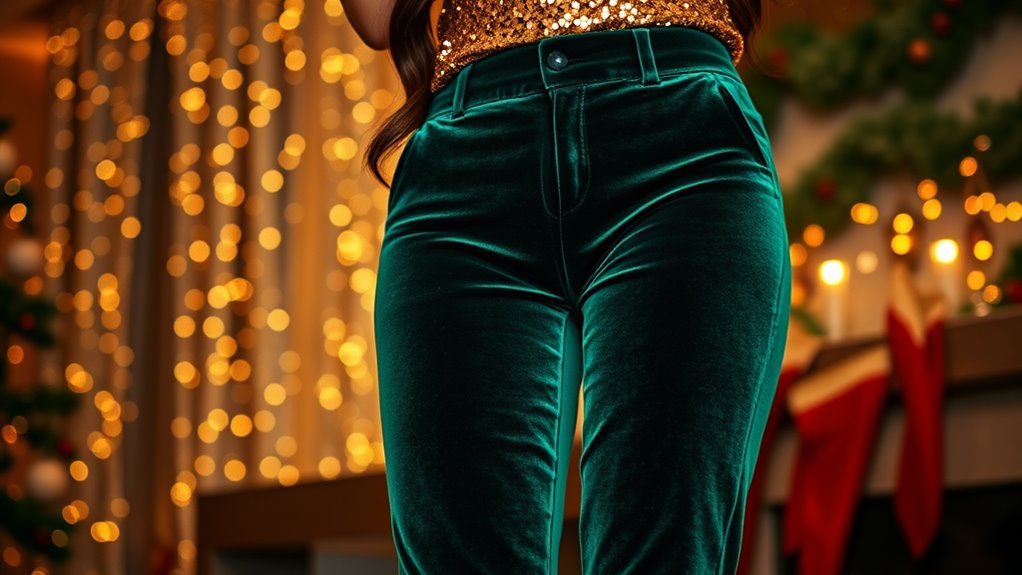 festive velvet pants style