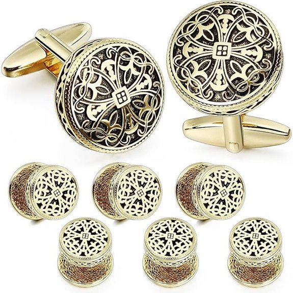 HAWSON Gold Cufflinks & Studs for Men with Giftbox