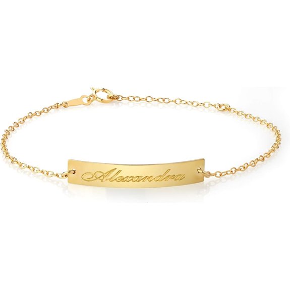 Gem Stone King 14K Gold Filled Custom Name Bar Bracelet