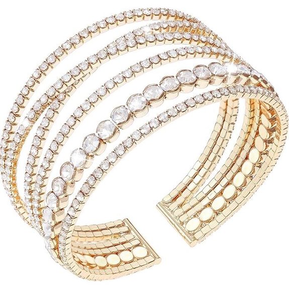 Suyi Rhinestone Multilayer Gold Women’s Cuff Bracelet
