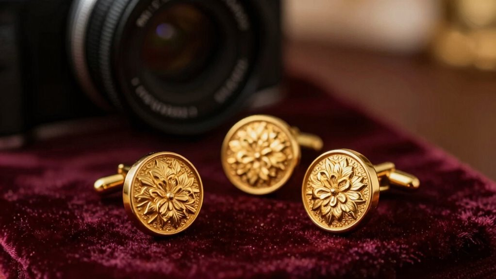 gold wedding cufflink set