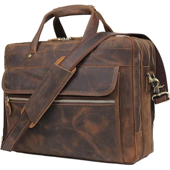 Augus Leather Briefcase for Men 15.6-Inch Laptop Bag
