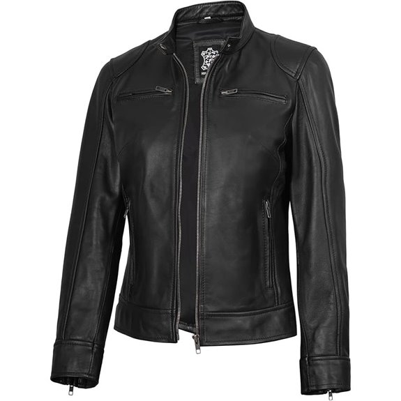 Blingsoul Women’s Leather Cafe Racer Jacket