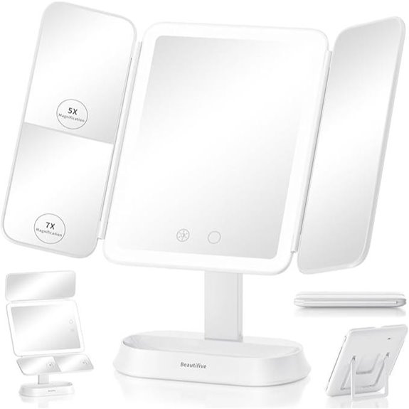 Rechargeable Lighted Makeup Mirror with Adjustable Brightness