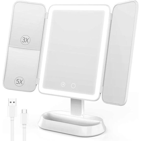 Rechargeable Lighted Makeup Mirror with Magnification