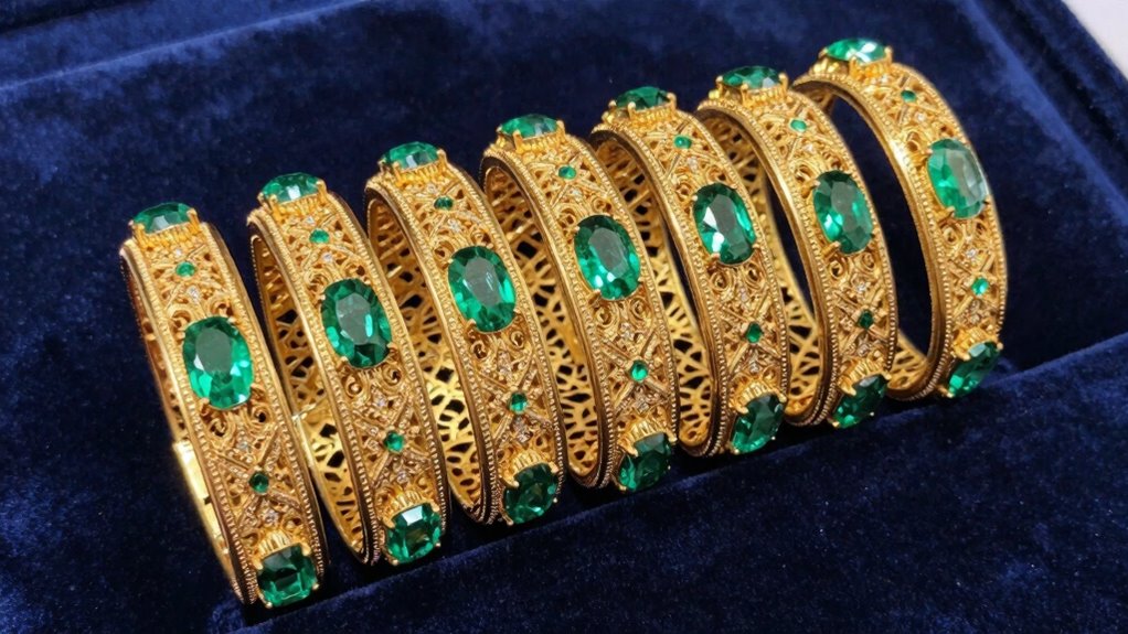 luxury emerald gold bracelets