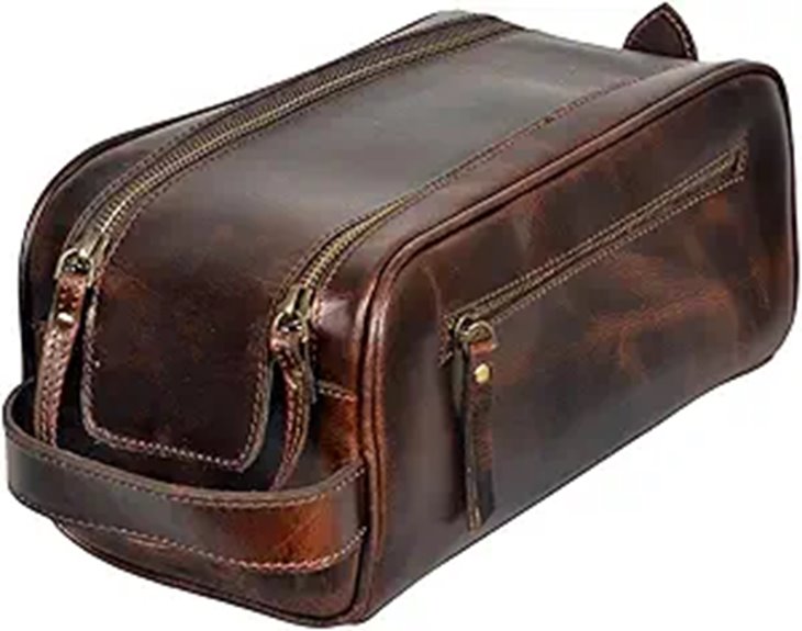 Premium Leather Toiletry Kit with Waterproof Lining
