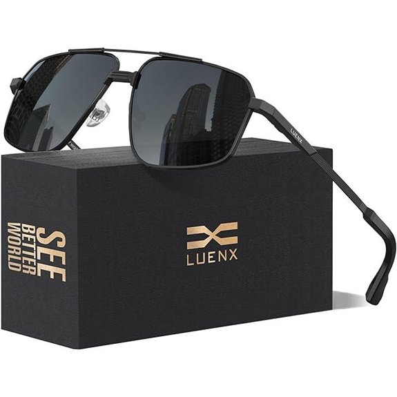 LUENX Men Aviator Polarized Square Sunglasses