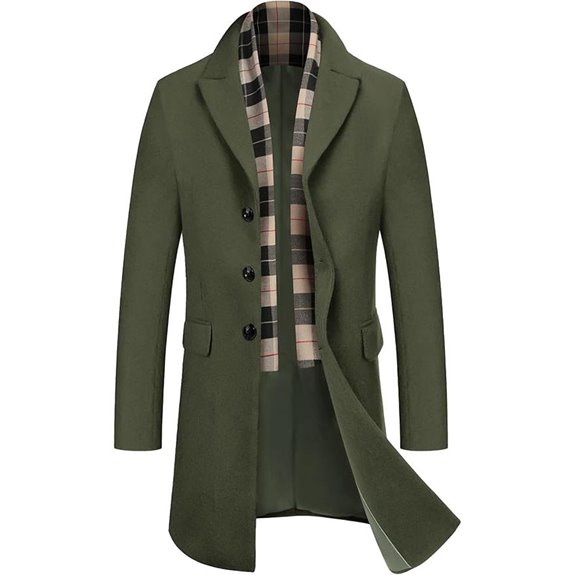 COOFANDY Men's Wool Blend Coat with Scarf