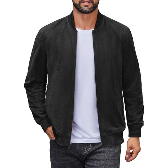 COOFANDY Men's Lightweight Faux Leather Bomber Jacket