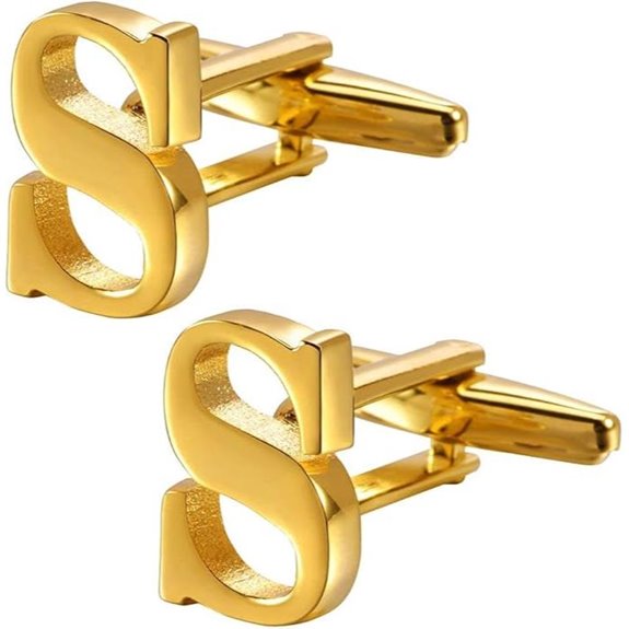 Initial Cufflinks for Men Gold Silver Black Letter