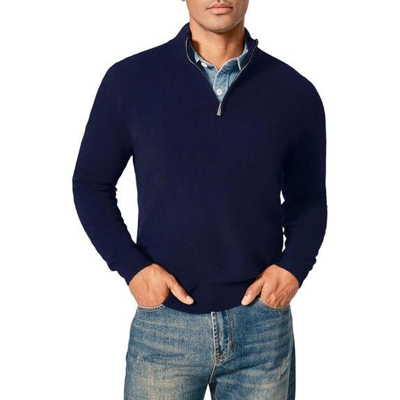 KVSS Men's Cashmere Mock Neck Pullover Sweater