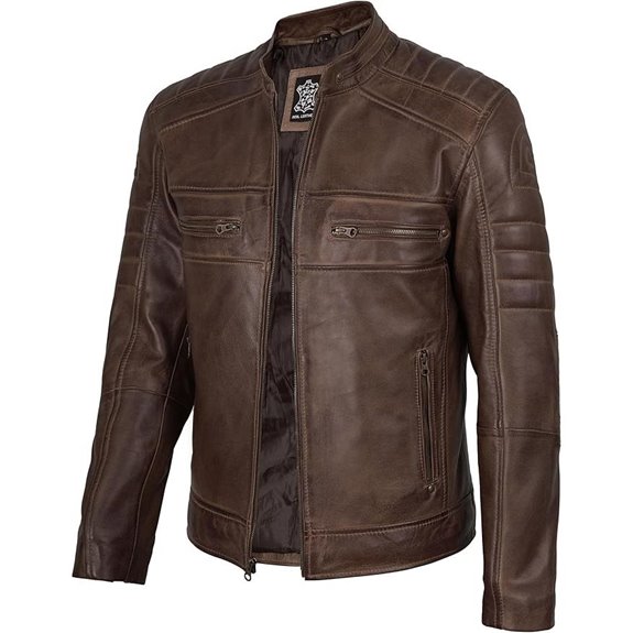 Fjackets Men’s Leather Cafe Racer Jacket