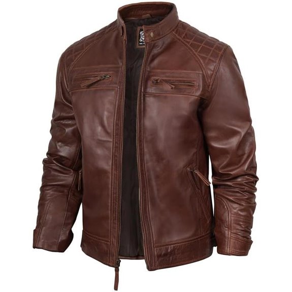 Blingsoul Leather Jacket Men - Quilted Cafe Racer Leather Jackets For Men