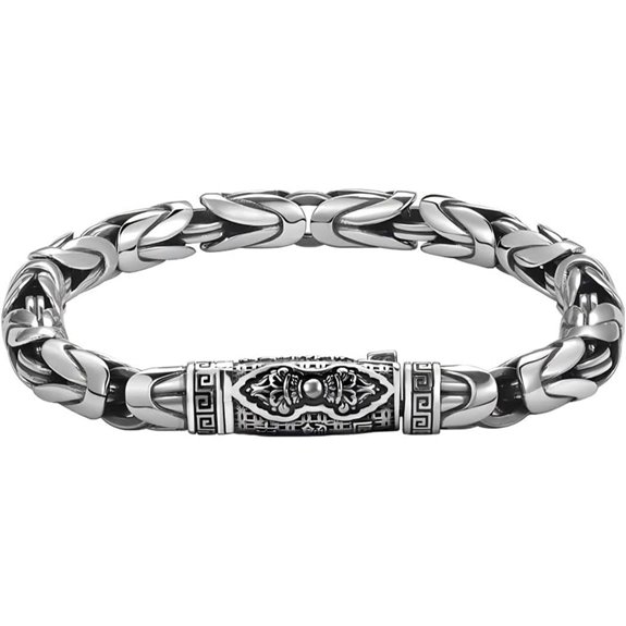 Sterling Silver Men's Bracelet with Chain Vintage Vajra