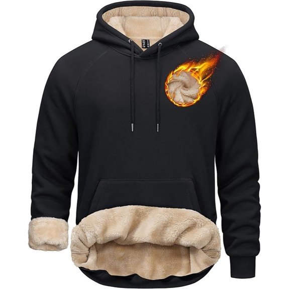 TACVASEN Men's Sherpa Hoodie with Kangaroo Pocket