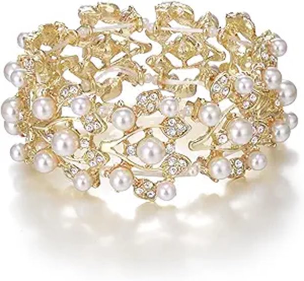 Ever Faith Pearl Leaf Wedding Bracelet for Women
