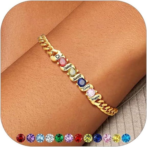 Custom4U Personalized Birthstone Bracelets for Women
