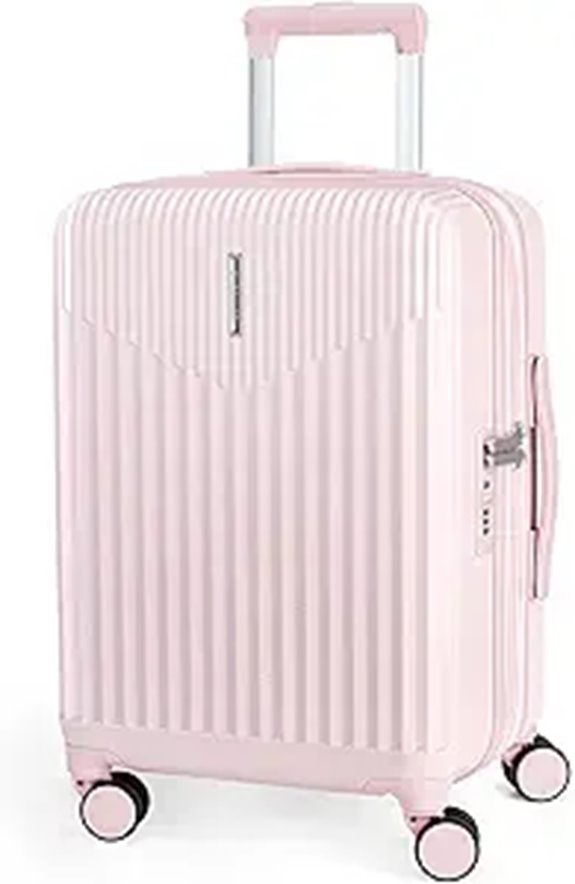 BAGSMART 20-Inch Pink Hardside Spinner Luggage
