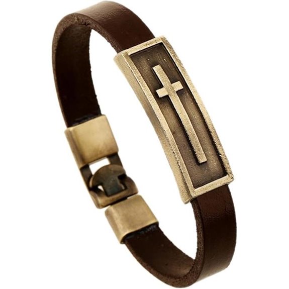 Hamoery Men Punk Alloy Leather Bracelet Cross Bracelet Bangle Wristband