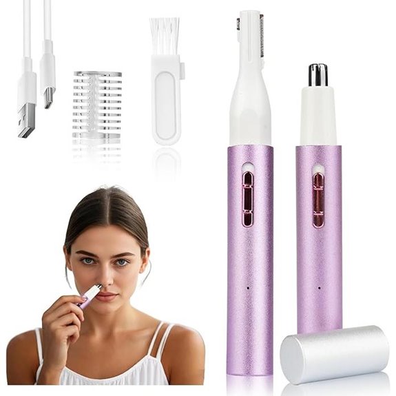 Rechargeable Nose & Ear Hair Trimmer with Dual-Edge Blade