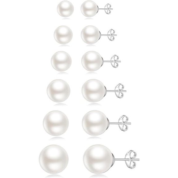 Senteria Sterling Silver Pearl Earrings (6 Pairs)