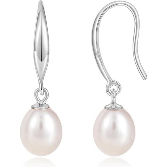 EAMTI Pearl Earrings for Women Sterling Silver Drop